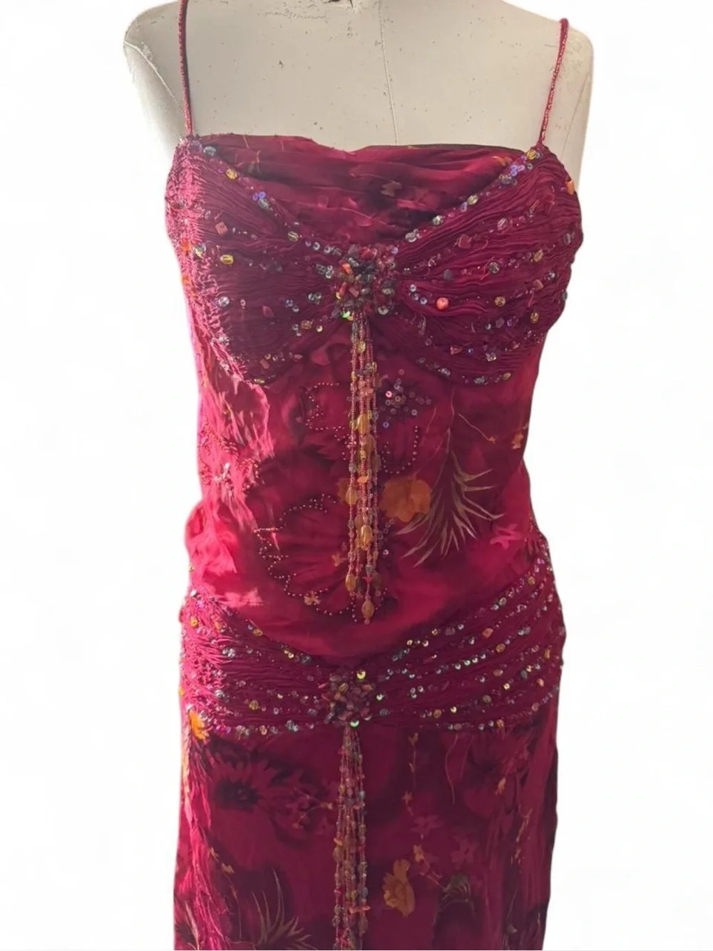Sue Wong Nocturne hot pink silk & rayon ethereal fairy dress - Picture 3 of 7